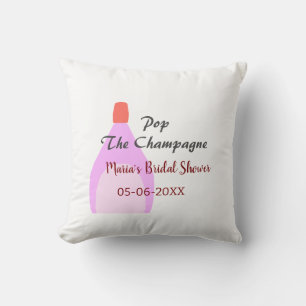 Champagner knallen rosa Brautparty Name Datum einf Kissen