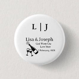 Champagner knallt & Prost Gläser Party Hochzeit Button