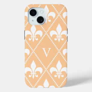 Champagner-Lilie mit Monogramm iPhone 15 Hülle