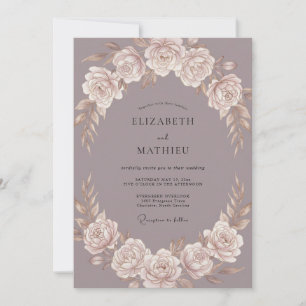 Champagner-Mauve-Rosen-Hochzeit Einladung