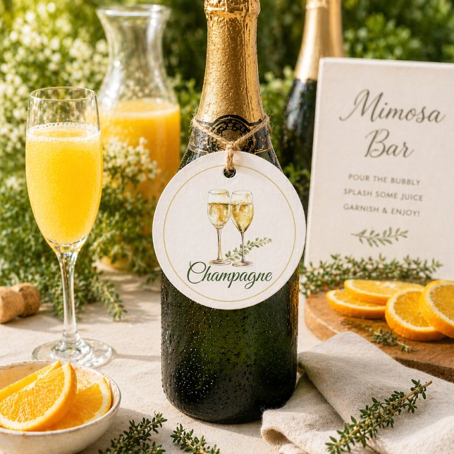 Champagner Mimosa Bar Flaschenanhänger Geschenkanhänger (Von Creator hochgeladen)