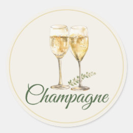 Champagner Mimosa Bar Flaschenaufkleber Runder Aufkleber