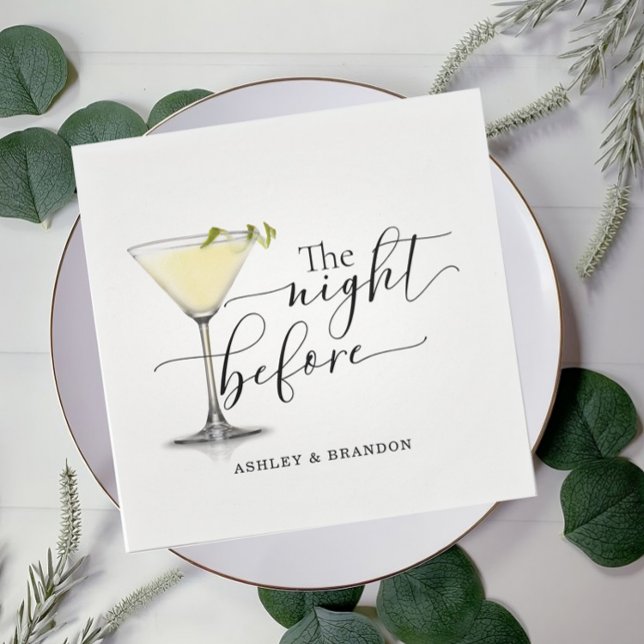 Champagner Minimalskript Die Nacht vor Napkins Serviette (Von Creator hochgeladen)