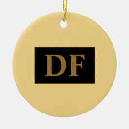 Champagner mit Golden Initials Keramik Ornament