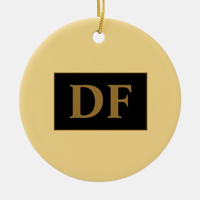 Champagner mit Golden Initials Keramik Ornament (Vorne)