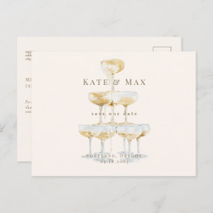 Champagner Moderne Cream Wedding Save the Date Postkarte