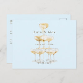 Champagner Moderne Ice Blue Wedding retten Postkarte