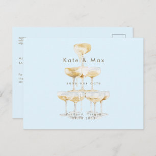Champagner Moderne Ice Blue Wedding retten Postkarte