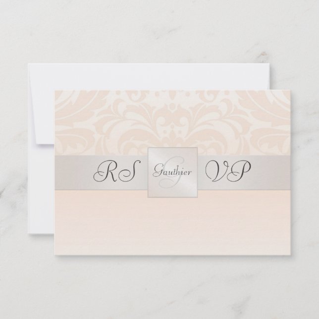 Champagner Monogram Damask UAWG Repitation RSVP Karte (Vorderseite)