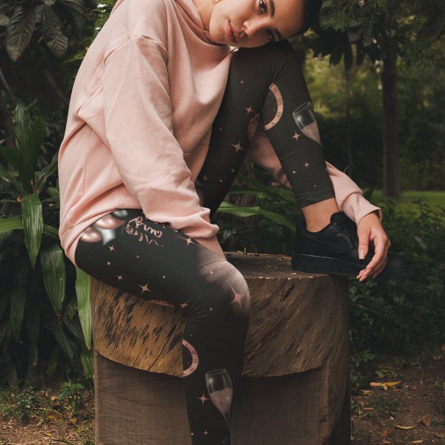 Champagner Neujahr feiern Rose Gold Leggings (Von Creator hochgeladen)