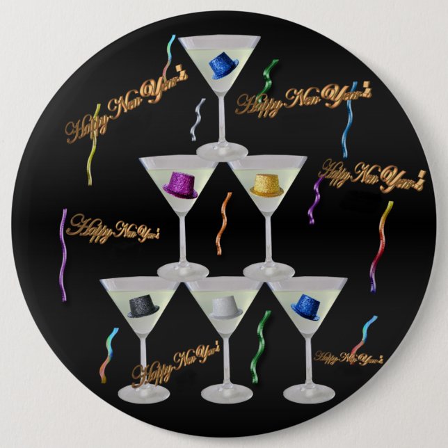 Champagner-Neujahrsfest - Button (Vorderseite)