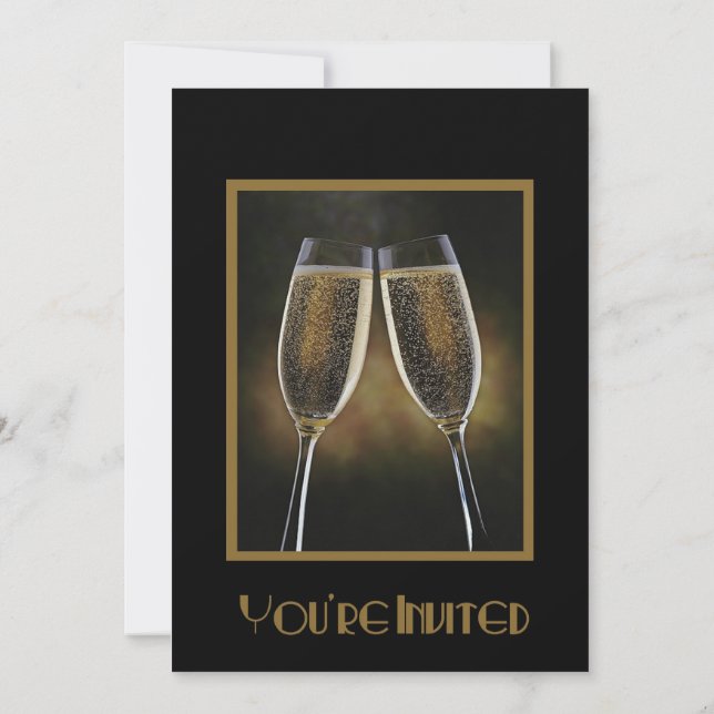 Champagner-Neujahrsfest-Party Einladung (Rückseite)