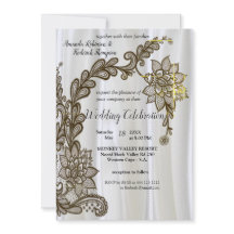 Champagner oder Silberseide und schwarze Spitzen-E