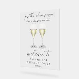 Champagner öffnen Junggesellinnen-Abschiedsparty Acrylschild