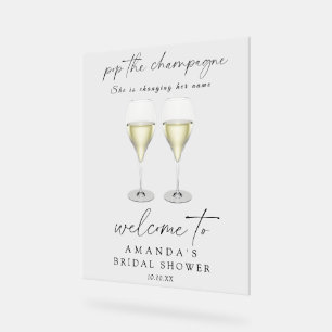 Champagner öffnen Junggesellinnen-Abschiedsparty Acrylschild