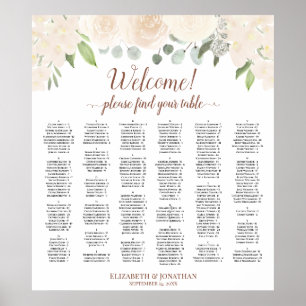 Champagner Peach floral Alphabetish Seekarte Poster