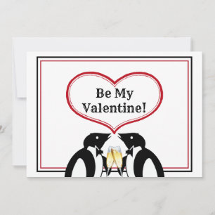 Champagner Pinguine Valentinstagkarte Ankündigung