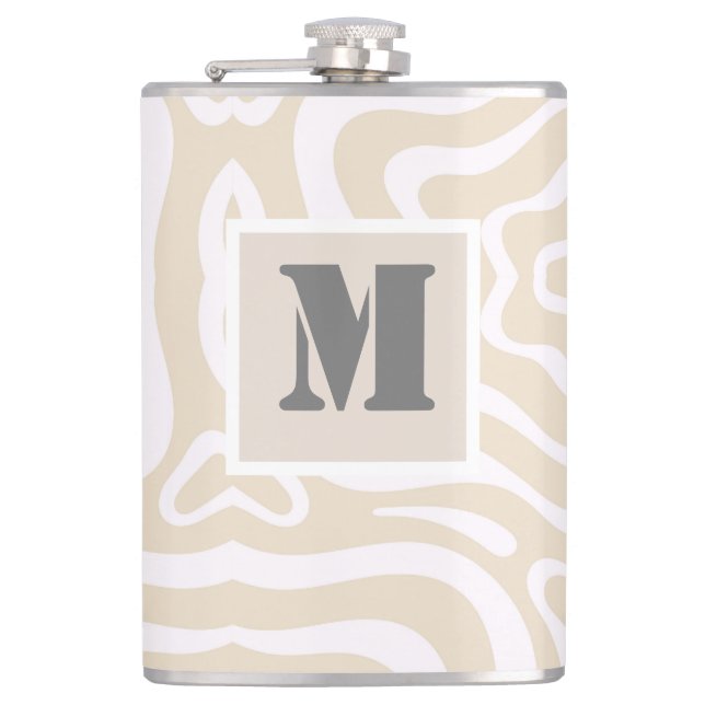 Champagner Pink Abstrakt Wave Muster Flachmann (Vorderseite)