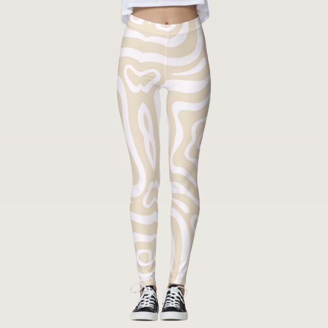 Champagner Pink Abstrakt Wave Muster Leggings (Vorderseite)