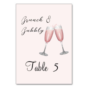 Champagner Pink Brautparty Party Tischnummer