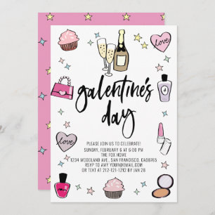 Champagner Pink Galentine's Day Party Einladung