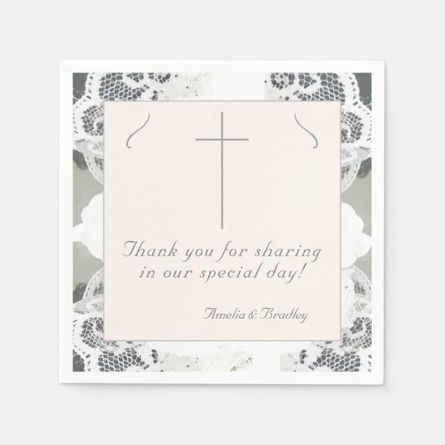 Champagner-Pink Lace Wedding Serviette (Vorderseite)