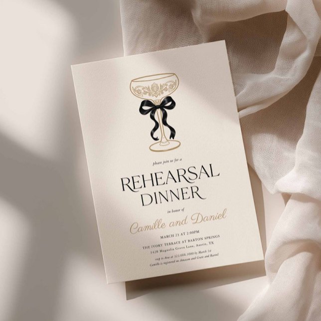 Champagner-Probeessen Einladung (Elegant Rehearsal Dinner Invitation Card)