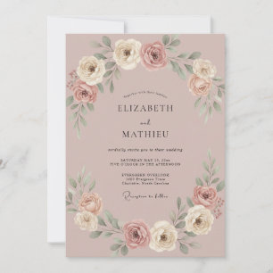 Champagner-Rosa Blütenblattrat Hochzeit Einladung