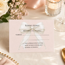 Champagner rosa Elfenbein-Schleife Antwort RSVP Mitteilungskarte