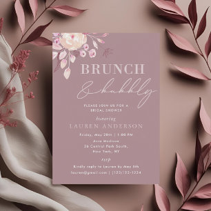 Champagner-Rosa Florale Hochzeitsbrunch und Sekt Einladung
