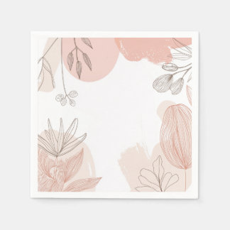 Champagner Rosa - Handgezeichnete Blüte Serviette