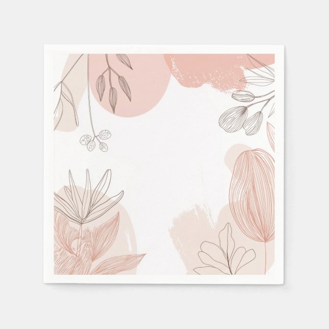 Champagner Rosa - Handgezeichnete Blüte Serviette (Vorderseite)