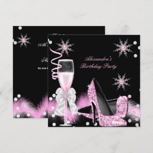 Champagner Rosa High Heels Geburtstagsfeier Einladung