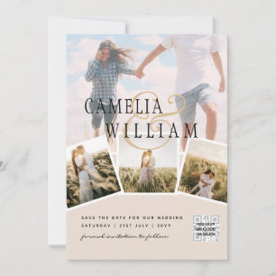 Champagner-Rosé Foto Speicherthe-Datum QR-Code Web Einladung