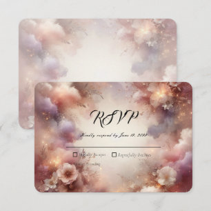 Champagner-Rosé Stardust Gartenhochzeit RSVP Karte