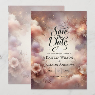 Champagner-Rosé Stardust Gartenhochzeit Save The Date