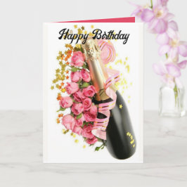 Champagner & Roses Geburtstagskarte Karte