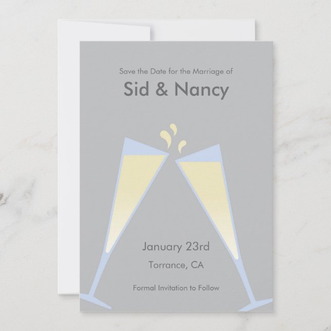 Champagner Save the Date Einladung (Vorderseite)