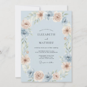 Champagner-Schiefer-Ranunculus-Eukalyptus-Hochzeit Einladung