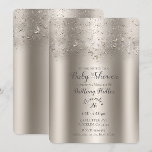 Champagner Schimmer Flattern Schmetterling Baby Sh Einladung