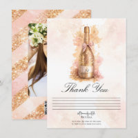 Champagner-Sekt & Gold Glitter Dankeschön-Karte