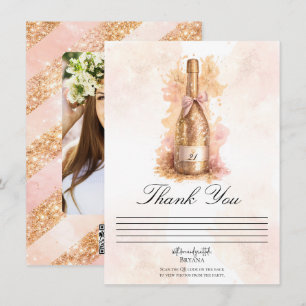 Champagner-Sekt & Gold Glitter Dankeschön-Karte Einladung