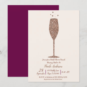 Champagner Sekt Roségold Hochzeitsdusche Brunch Einladung