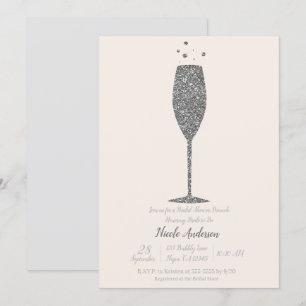 Champagner Sekt Silbernes Hochzeitsbrause Brunch Einladung