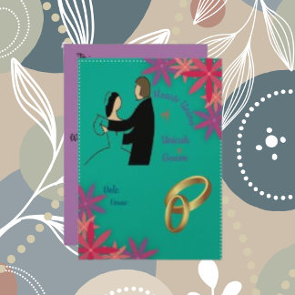 Champagner Shimmer Paper Comic Couple Wedding Card Einladung