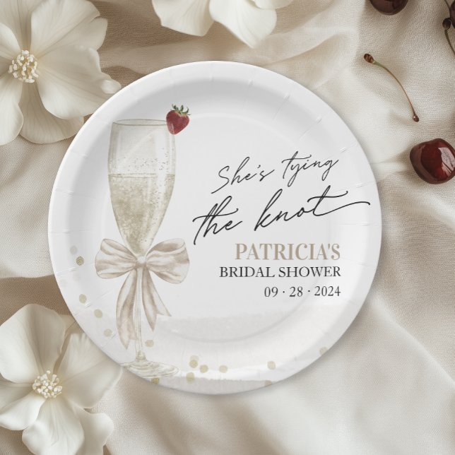 Champagner Sie bindet das Brautparty des Knotens Pappteller (Von Creator hochgeladen)