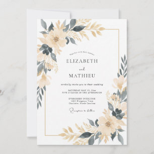 Champagner-Sophisticated-Botanical-Hochzeit Einladung