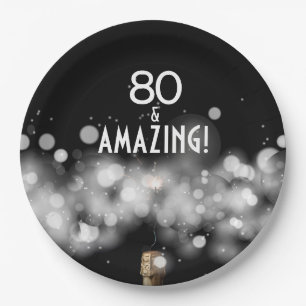 Champagner & Sparkler 80 & Phantastisch Paper Tell Pappteller