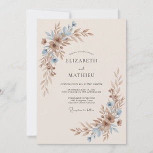 Champagner-Taupe-Blatt-Hochzeit Einladung
