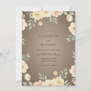 Champagner-Taupe-Ranunculus-Eukalyptus-Hochzeit Einladung
